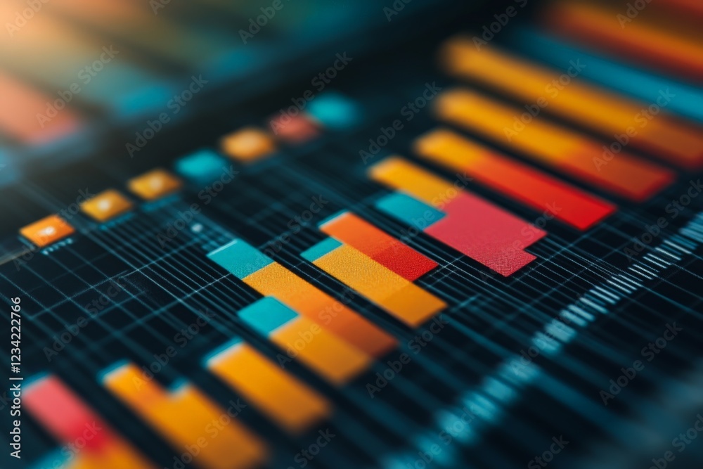 Aufkleber Data visualization chart displaying multicolored statistics with a focus on trends and analysis in a modern digital format