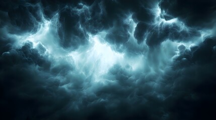 Obraz premium Dark Storm Cloudscape: Intense Blue and Grey