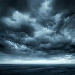 Obraz premium Dark Stormy Clouds Over a Dark Ocean