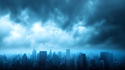 Fototapeta premium Dark Stormy Clouds Over City Skyline