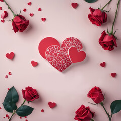 valentine card with roses and hearts