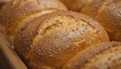 a freshly baked loafs of bread with a golden brown crust