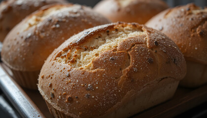 a freshly baked loafs of bread with a golden brown crust
