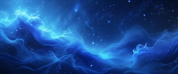 Royal blue cosmic misty glowing background with soft silky texture 