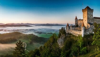 Naklejka premium The beauty of nature enhances the castle's charm. 