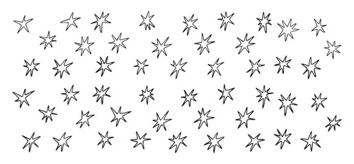 Obraz premium Hand drawn stars shapes with crayon and pencil textures set. Doodle flat star icons