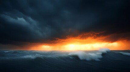 Dark Stormy Ocean Sunset