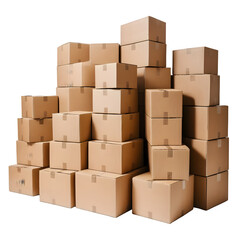 Fototapeta premium A pile of cardboard boxes ready to be loaded onto a moving truck on a transparent background PNG 