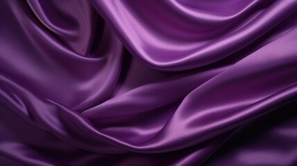 Obraz premium Elegant Dark Purple Fabric Texture for Backgrounds and Designs, Soft Silky Satin with Beautiful Drapery and Flowing Patterns for Creative Projects