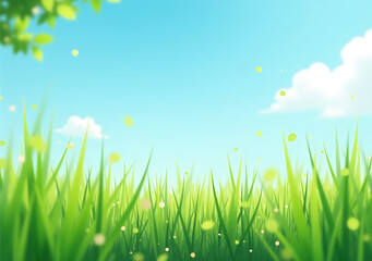 Obraz premium green grass blue sky abstract concepts blurred bokeh natural environment scene world environment