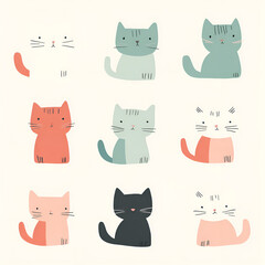 Cute cartoon cat, minimalist style
