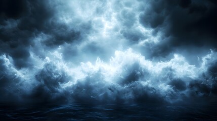 Fototapeta premium Dark Stormy Sea with Heavy Clouds at Night