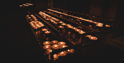 candles lights in the church night