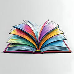 Fototapeta premium open Book clip art , Book symbol, Open book line art on white background Vector minimalist linear illustration