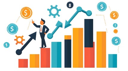 Financial Success Projection for Digital Business Analysis with Increasing Trend Towards 2025 Entrepreneur Concept