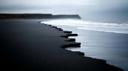 Fototapeta premium Dark Volcanic Beach Landscape