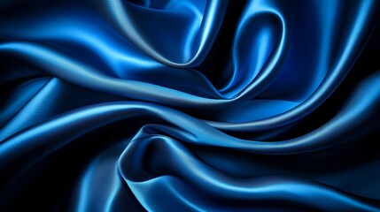Obraz premium Deep Blue Silk Fabric Drapes Luxurious Smooth Texture