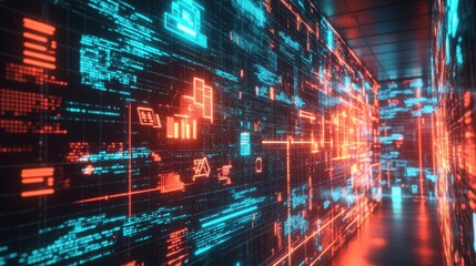 A cybersecurity firewall blocking a cyberattack, visualized digitally.