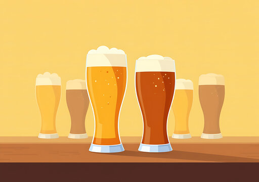 pub tables feature glasses light dark beers