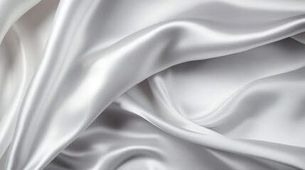 Obraz premium Soft and Shiny White and Gray Satin Fabric Texture with Elegant Flow and Draped Appearance for Fashion or Interior Design Projects