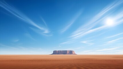 Fototapeta premium Desert Landscape with Rock Formation Under a Sunny Sky