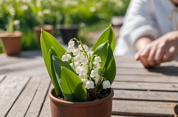 The Delicate Lily of the Valley Flower in Full Bloom on a Bright Sunny Day in Nature