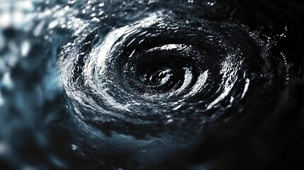 A close-up of water swirling in the center, creating an illusion that it is forming a spiral or vortex.