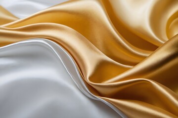 A Luxurious Golden and White Satin Fabric Texture, exuding elegance and sophistication