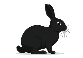 Obraz premium simple black rabbit outline isolated white vector digital file