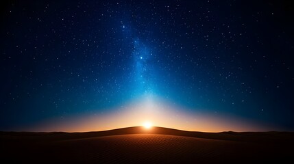 Obraz premium Desert Sunset Under Starry Night Sky