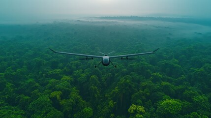 Fototapeta premium Drone Flight Over Lush Rainforest Canopy