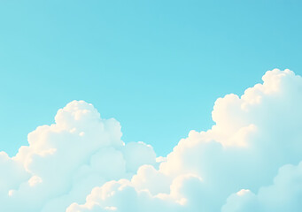 soft white clouds float gently across clear blue summer sky warm sunshine peeking