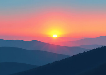 Obraz premium softly glowing morning sky displays vibrant colors beautiful sunrise rolling