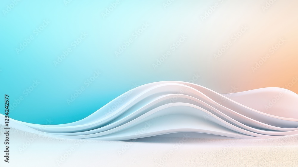 Poster coastal abstract shape using soft gradients and smooth edges to represent the flowing nature of the 
