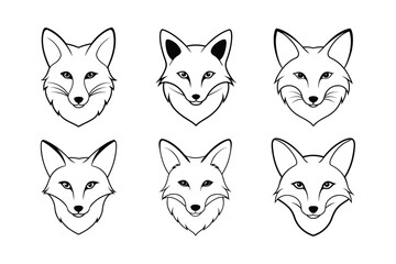 Fototapeta premium Red Fox (Vulpes vulpes) animal design, labeled line art vector art illustration.