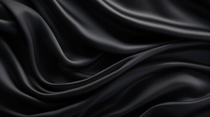 Fototapeta premium Closeup View of Rippled Black Silk Fabric Texture for Background Design, Fashion, and Luxury Themes in Photography and Digital Art