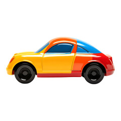 Fototapeta premium PNG Retro Yellow and Red Beetle Car Against Transparent Background for Classic Car Branding, Travel Promotions, or Vintage-Themed Designs