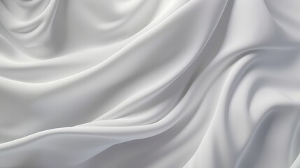 Elegant Abstract White Fabric Texture for Backgrounds and Designs, Flowing Soft Drapery Creating Smooth Waves and Pleats, Ideal for Creative Projects