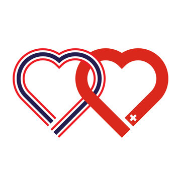 recommend clip art: heart shaped ribbon of thailand and switzerland flags intertwined. vector illustration isolated on white background