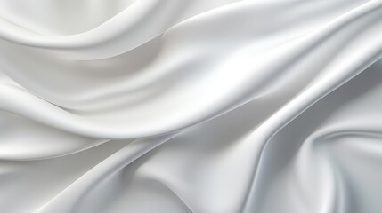 Obraz premium Delicate Flowing White Fabric Texture with Soft Curves and Subtle Shadows for Elegant Backgrounds and Designs in Abstract Aesthetic
