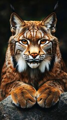 Obraz premium HD Phone Wallpaper Majestic Eurasian Lynx Close Up Powerful Wildcat Portrait Intense Gaze