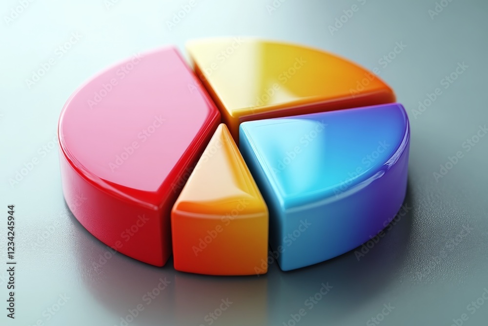 Fototapete colorful pie chart segments representing data distribution on a smooth surface