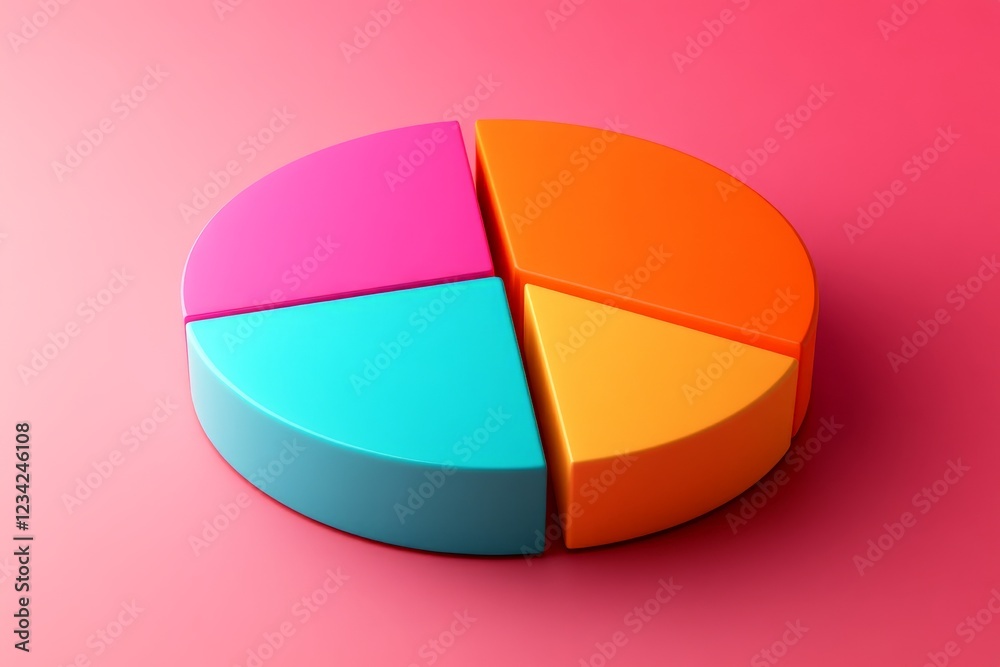 Poster colorful pie chart model on a vibrant pink background for educational purposes in a classroom settin