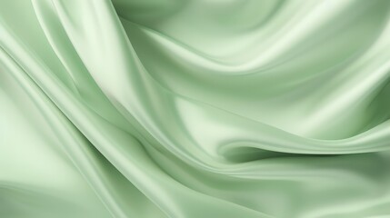 Obraz premium Soft Pale Green Silk Fabric Texture with Elegant Draping and Flowing Patterns for Background or Textile Use