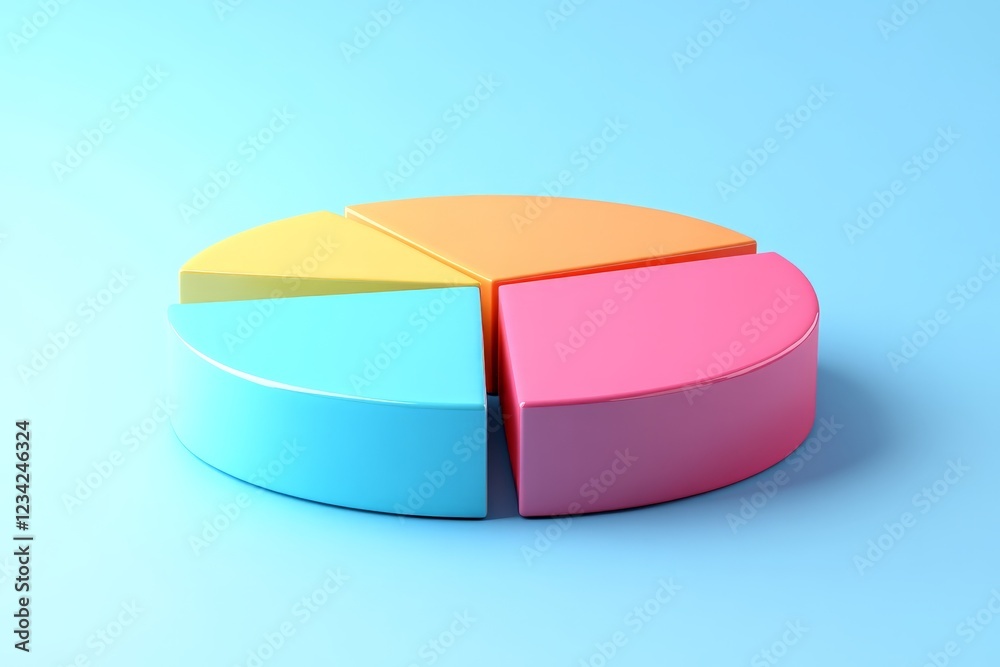 Fototapete colorful pie chart model on a blue background representing data visualization concepts