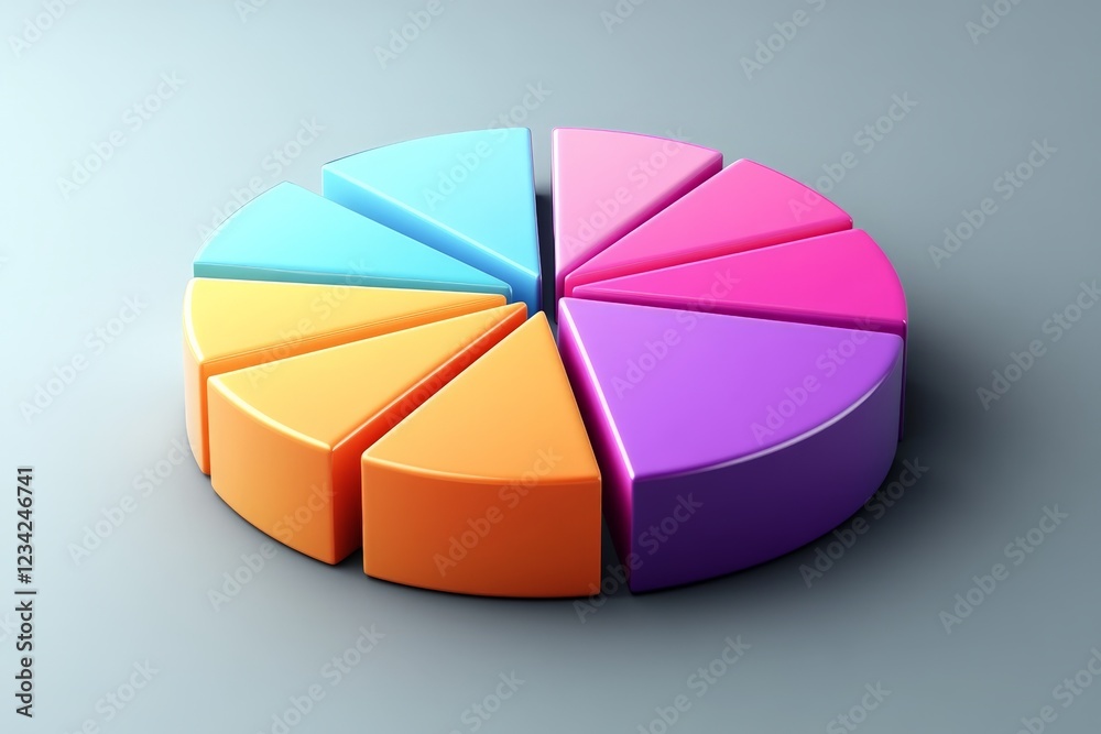 Aufkleber Colorful pie chart representing data distribution in a creative and modern style on a light background