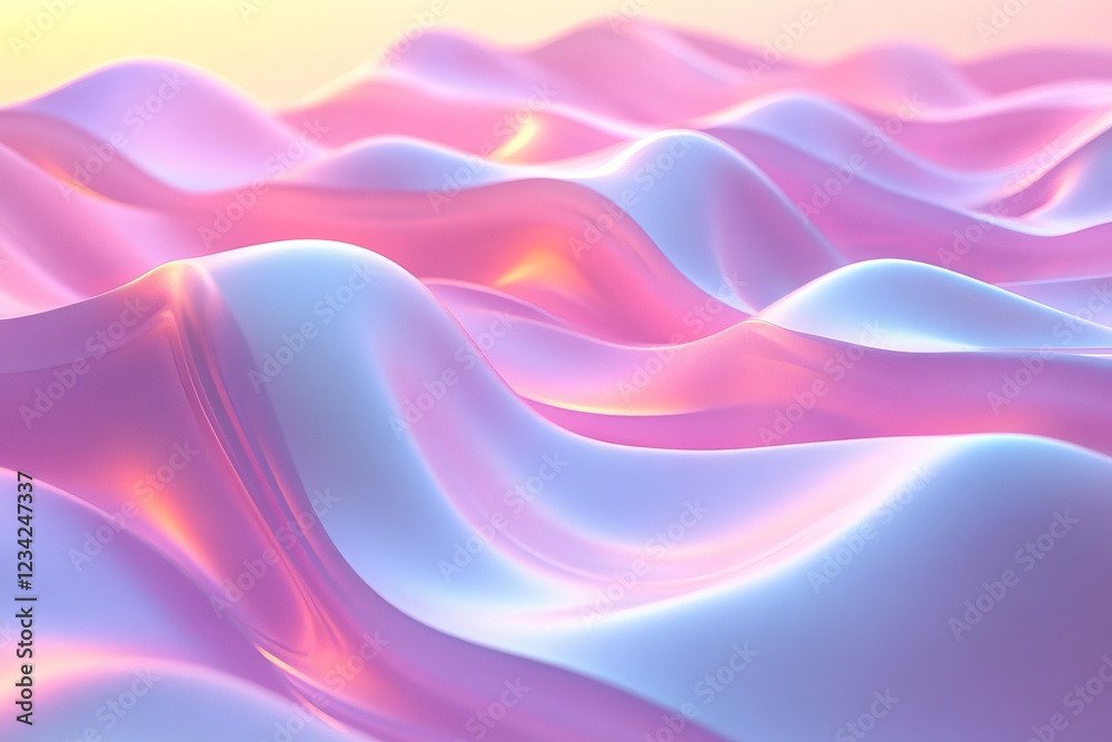 Aufkleber colorful flowing waves create a surreal abstract landscape with soft gradients at sunset
