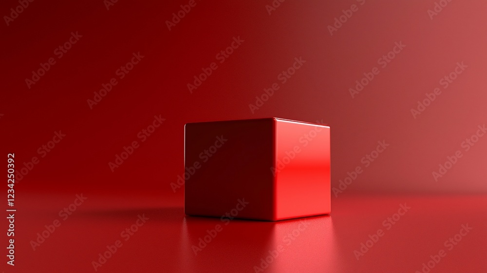 Poster A Single Red Cube Sits On A Red Surface