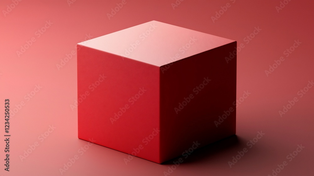 Poster A single red cube sits on a red surface