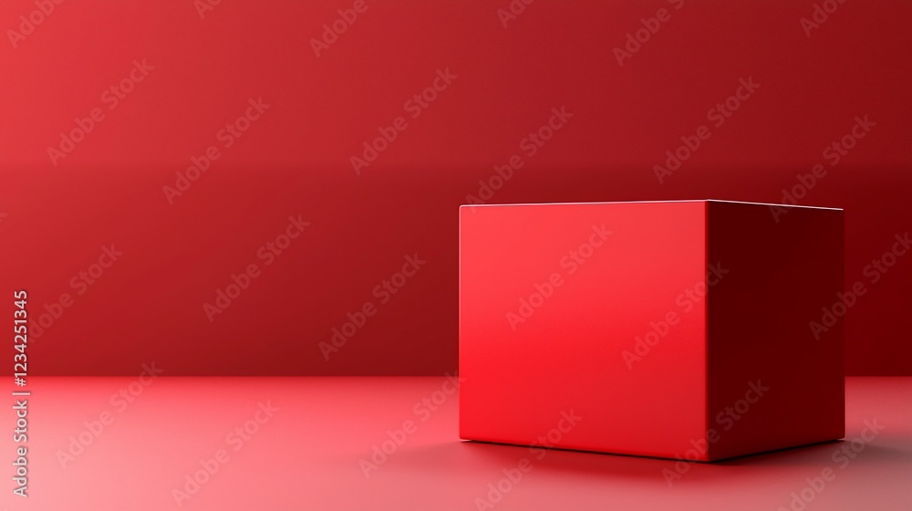 Aufkleber Red Cube on Red Surface Simple Background
